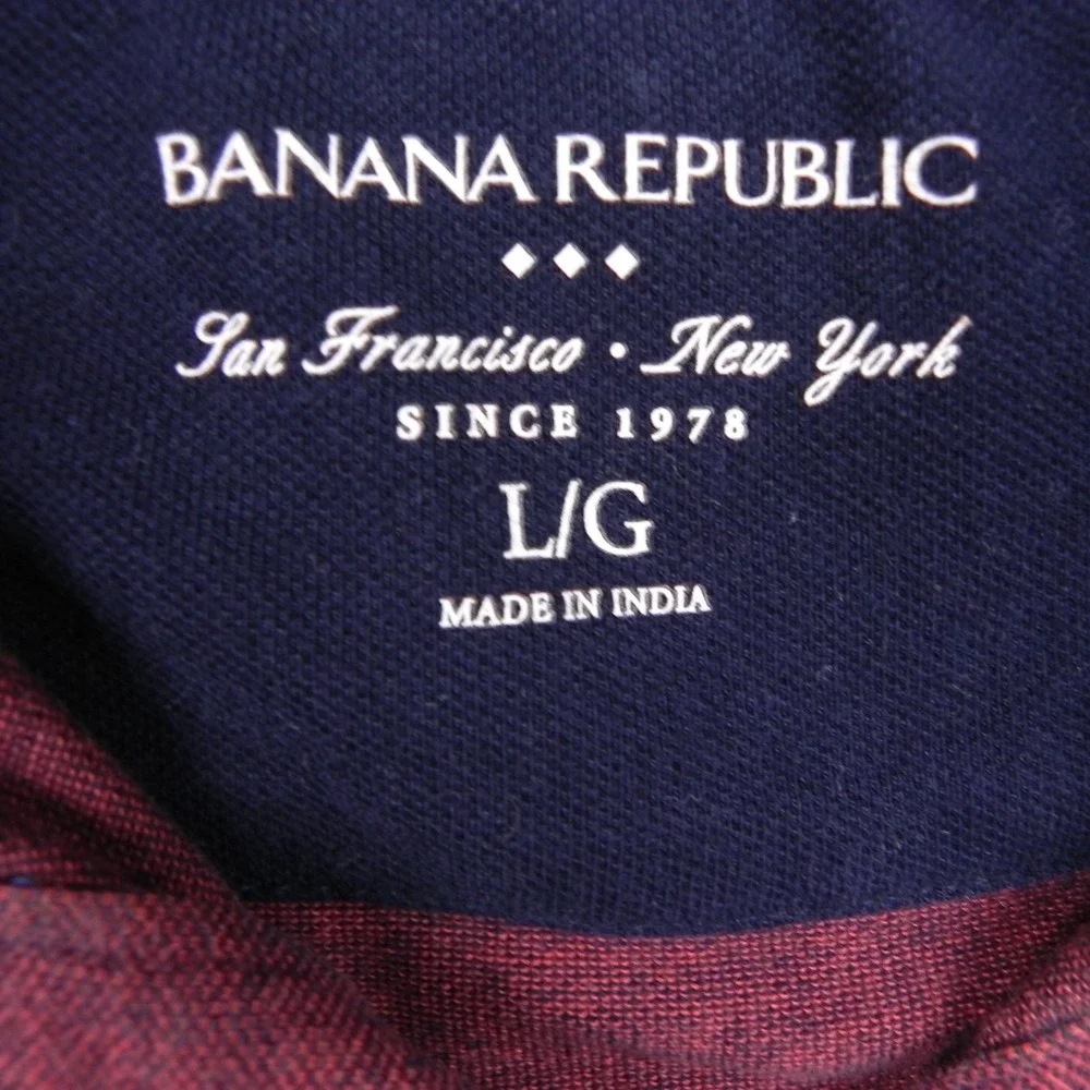 Banana Republic Polo Shirt Mens Large Golf Casual Knit Logo Red Short Sleeve